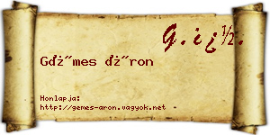 Gémes Áron névjegykártya